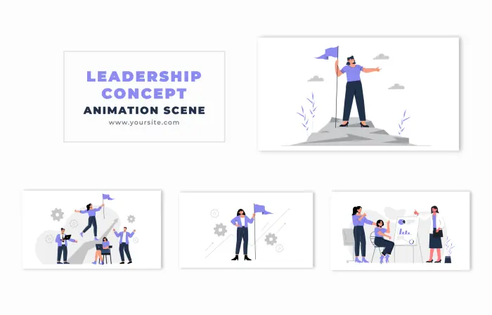 Leadership Concept Flat Vector Character Animation Scene